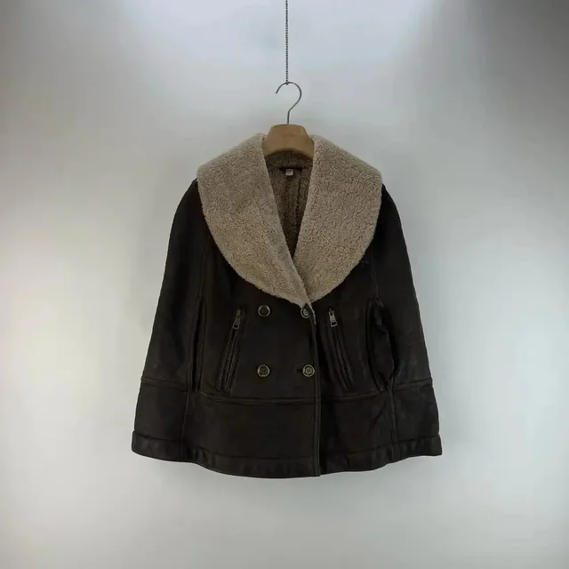 Burberry One Size Dark Brown Fur Leather Women's Jacket Bombers in red|brown Leather from Grailed