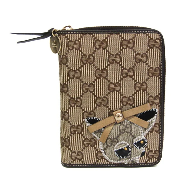 Gucci Compact Size Planner Cover Beige,Brown GG Canvas GUCCIOLI Chihuahua Bland 233152 in Beige/Brown GG canvas , GG Supreme , Leather from Elady