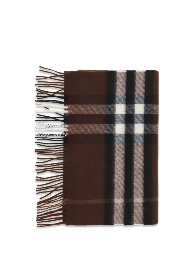 Burberry Cashmere Archive Check Scarf — Brown Kashmir/capra Hircus Scarfs in Brown Cashmere from HEWI