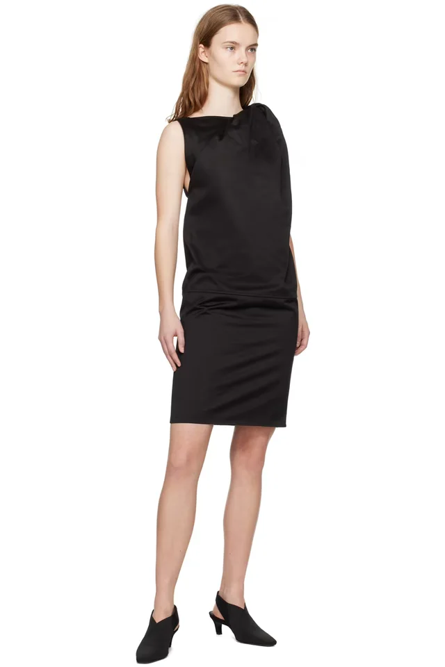 TOTEME Black Shoulder-Twist Midi Dress, photo 4 of 4 from SSENSE