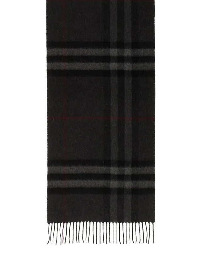 Burberry Cashmere Check Scarf — Black Scarfs in Black Cashmere from HEWI