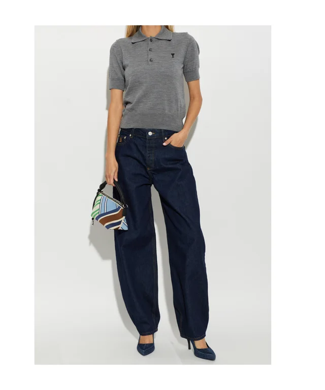 Ami Paris AMI Ami de Coeur Short-Sleeved Knitted Polo Shirt, photo 7 of 7 from SENSER