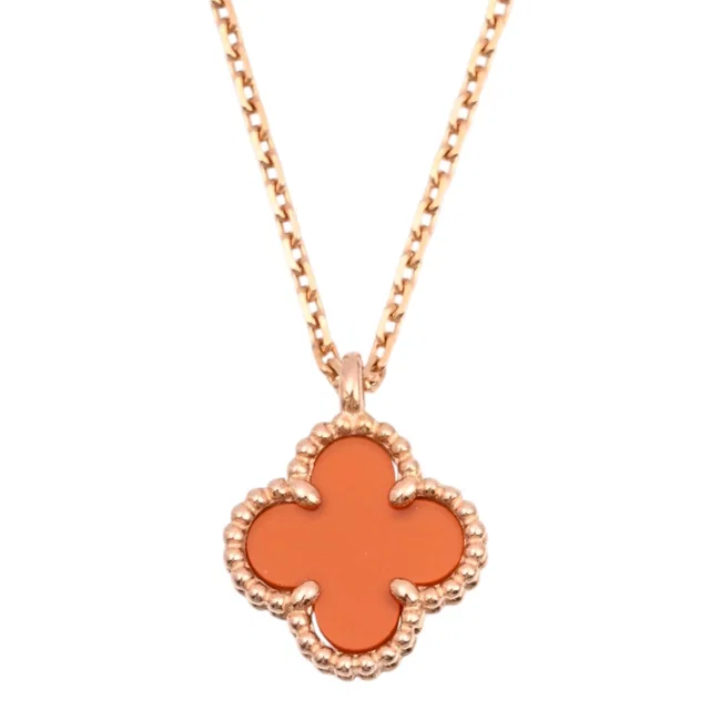 Van Cleef & Arpels 18K Sweet Alhambra Necklace in Pink Gold/Red in Red from VINTAGE QOO TOKYO