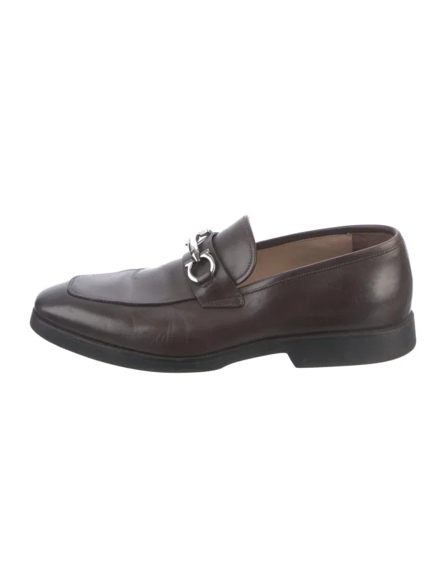 Ferragamo Leather Dress Loafers in red|brown Leather from The RealReal