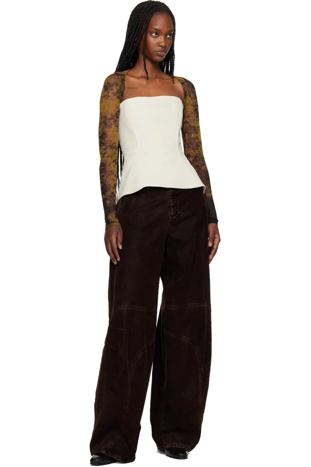 Jean Paul Gaultier Beige 'The Médaillon' Sleeves Top, photo 4 of 4 from SSENSE