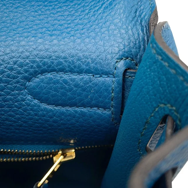 Hermès Kelly Retourne Blue de Galice Togo Leather Size 28 in Blue Togo leather from GALLERY RARE, photo 11 of 15