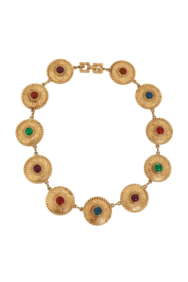 Givenchy Byzantine Cabochon Medallion Necklace from Recess LA