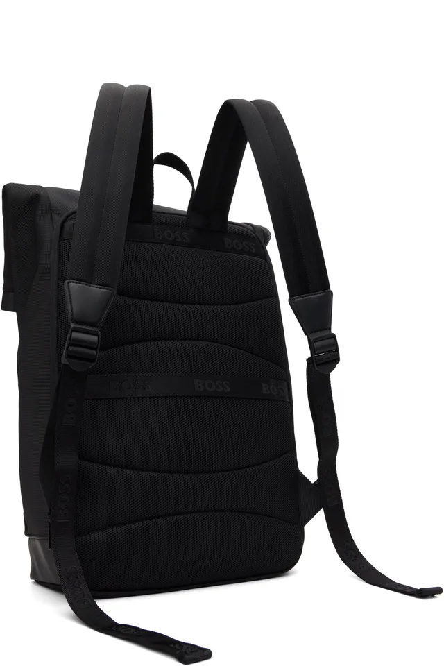 BOSS Black Canvas Flap Backpack, photo 3 of 4 from SSENSE