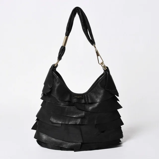 Saint Laurent Tropez Leather Bag Handbag Black Silver in Black Leather from The Reluxe