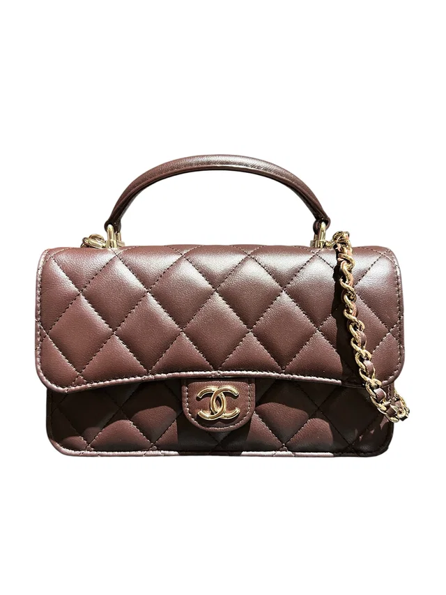 Chanel Dark Brown Lamb Wallet On Chain in Brown from Luxury Promise