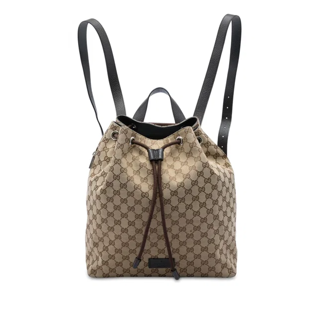Black Gucci GG Canvas Drawstring Backpack in Black Canvas from Designer Revival