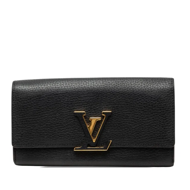 Black Louis Vuitton Taurillon Capucines Long Wallet in Black Leather from Designer Revival