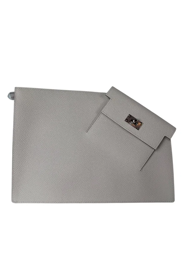 Hermès Kelly Pocket to go Clutch in Craie Epsom in White Epsom leather from Luxury Promise