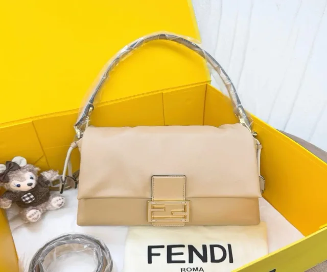 Fendi milk tea colored baguette handbag/shoulder bag 26 from Luxury Promise