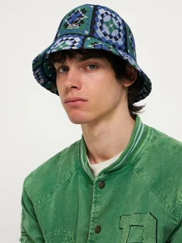 Kangol Geometric patterned bucket hat in 44% Modacrylic, 21% Polyester, 15% Acrylic, 100% Nylon, photo 3 of 6 from LUISAVIAROMA