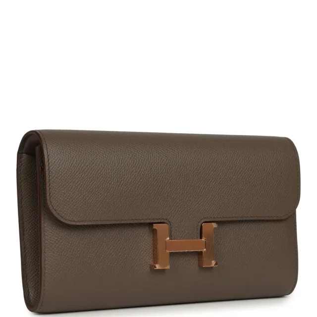 Hermès Constance Wallet To Go Etain Epsom Rose Gold Hardware in Grey Epsom from Madison Avenue Couture, photo 2 of 10