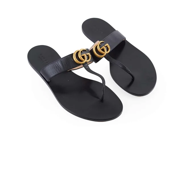 Gucci Marmont Sandals Black Size 39 in Black Leather from The Purse Affair