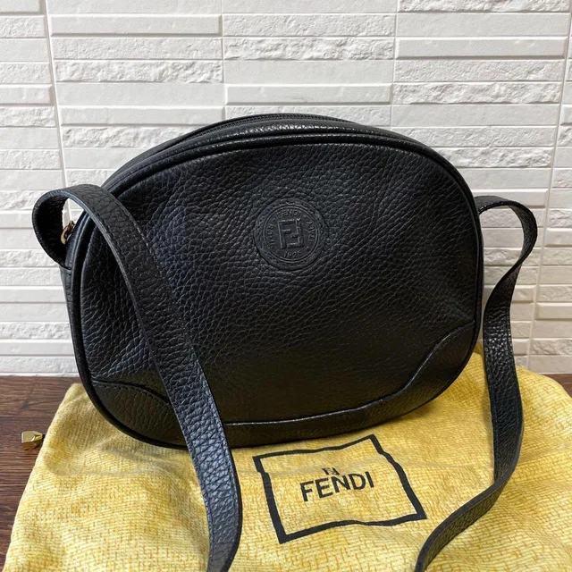 Fendi Leather FF Logo Shoulder Bag Black in Black Leather from The Reluxe