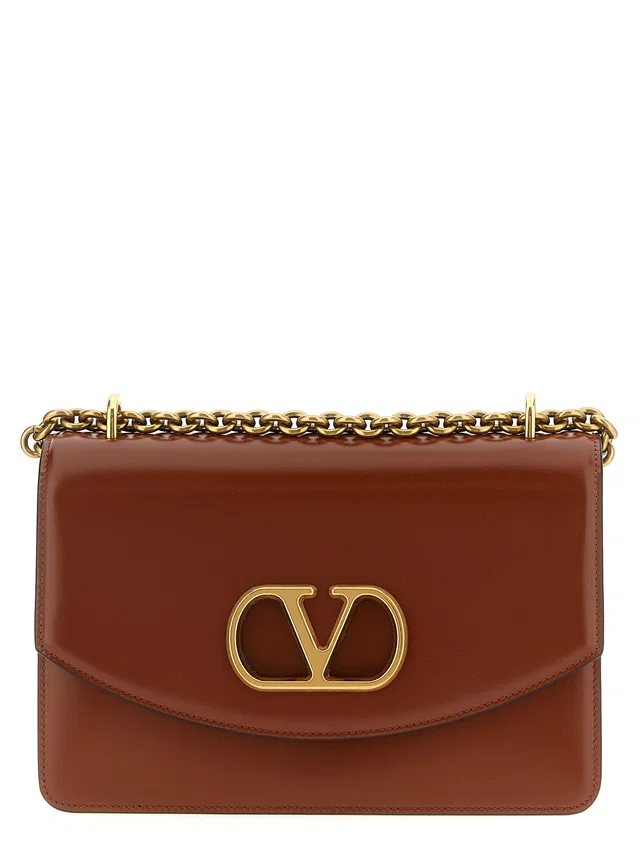 Valentino Garavani Vlogo Shoulder Bag — Brown in Brown Calfskin from HEWI