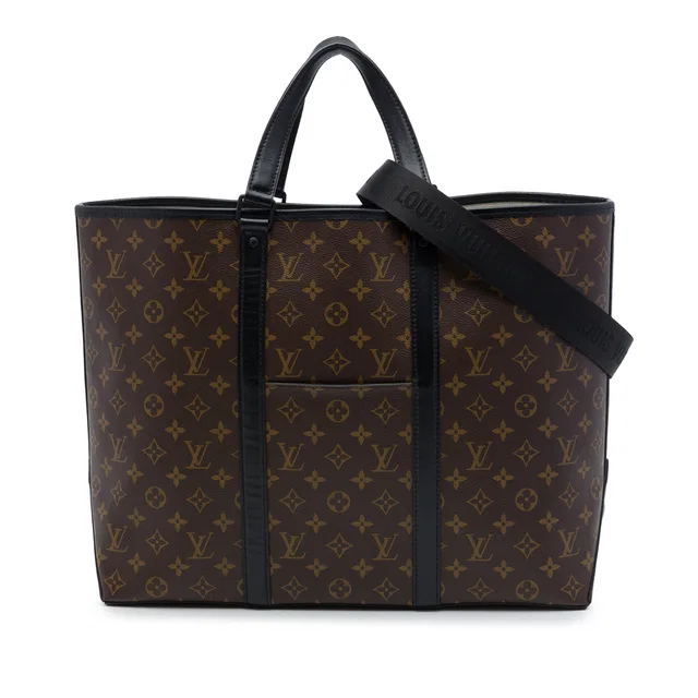 Black Louis Vuitton Monogram Macassar Weekend Tote GM Satchel in Black Coated canvas from Designer Revival