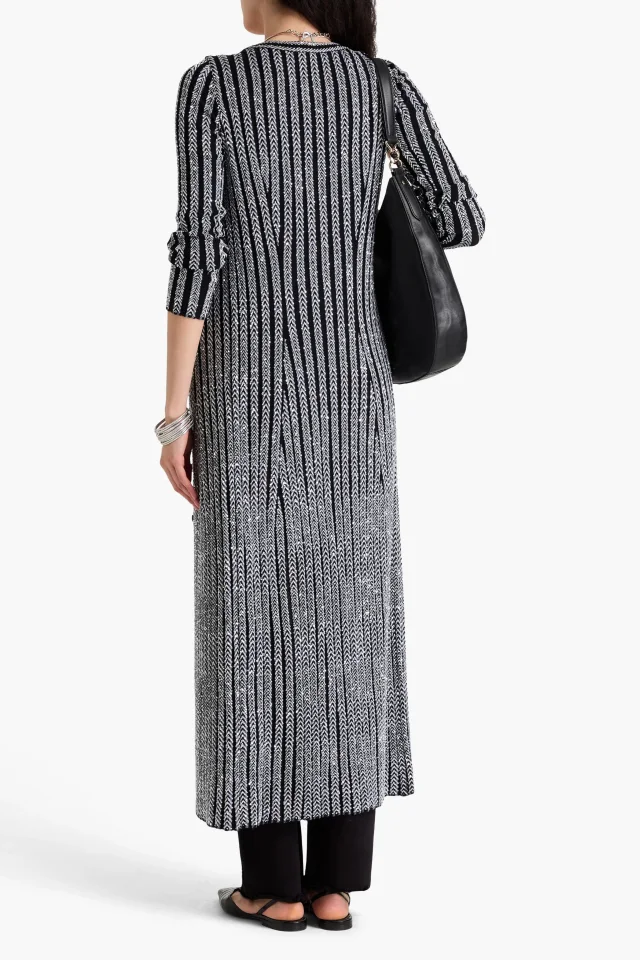 Missoni Sequin-Embellished Striped Crochet-Knit Cardigan in Black, photo 3 of 4 from THE OUTNET
