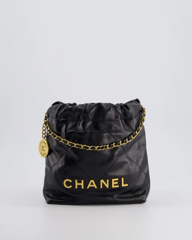 Chanel Mini 22 Bag in Black Calfskin from Sellier