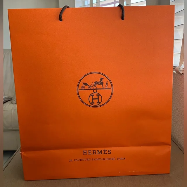 Hermès Herms Orange Logo Shopping Bag in orange|black from Poshmark