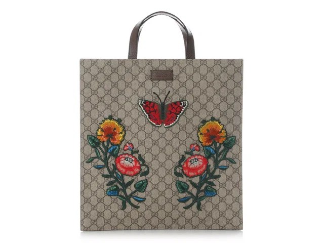 Gucci GG Supreme Floral Embroidered Tote in Coated canvas from Ann's Fabulous Finds