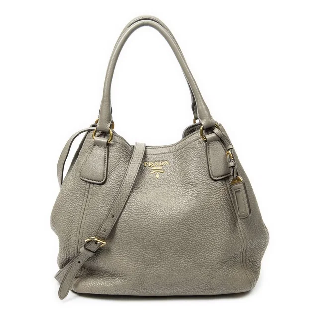 Prada Convertible Tote Bag Gray Vitello Dyno in Grey from The Reluxe
