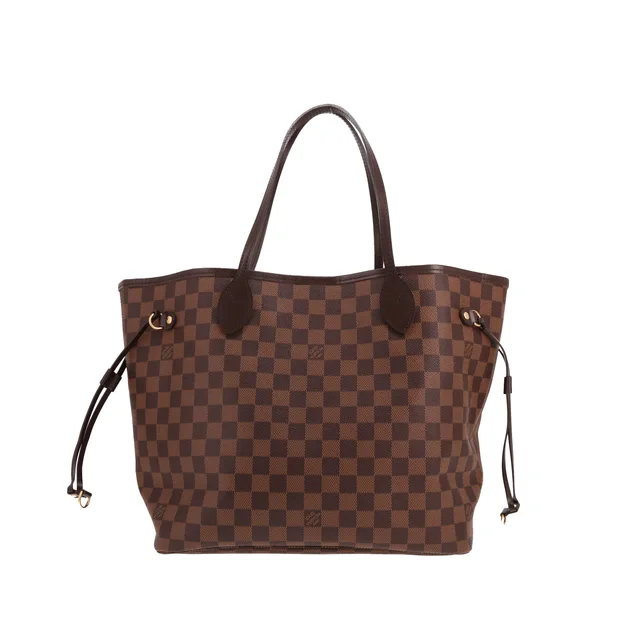 Louis Vuitton Neverfull tote bag in Ebène Damier canvas and brown leather in Brown Canvas from Collector Square, photo 2 of 3