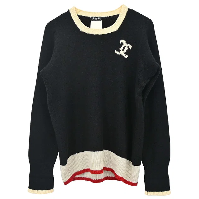 Chanel 1996 Sweater Knit Top Black #44 in Black from AMORE Vintage Tokyo