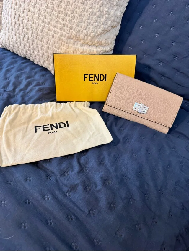 Fendi Peekaboo Selleria Long Wallet in red|silver|gray Leather from Poshmark