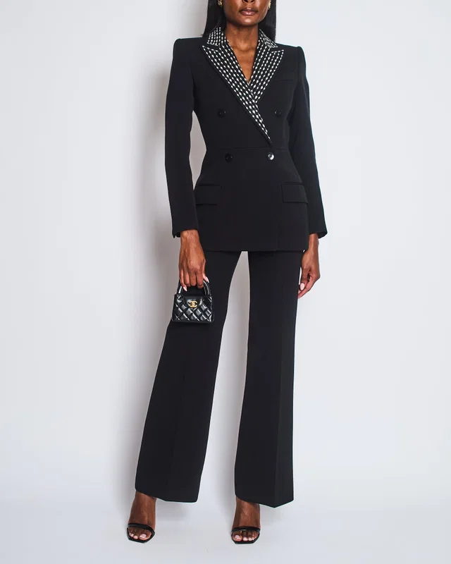 Givenchy Black Embellished Collar Two-Piece Suit Set Size FR 34/36 (UK 6/8) in Black Wool from Sellier
