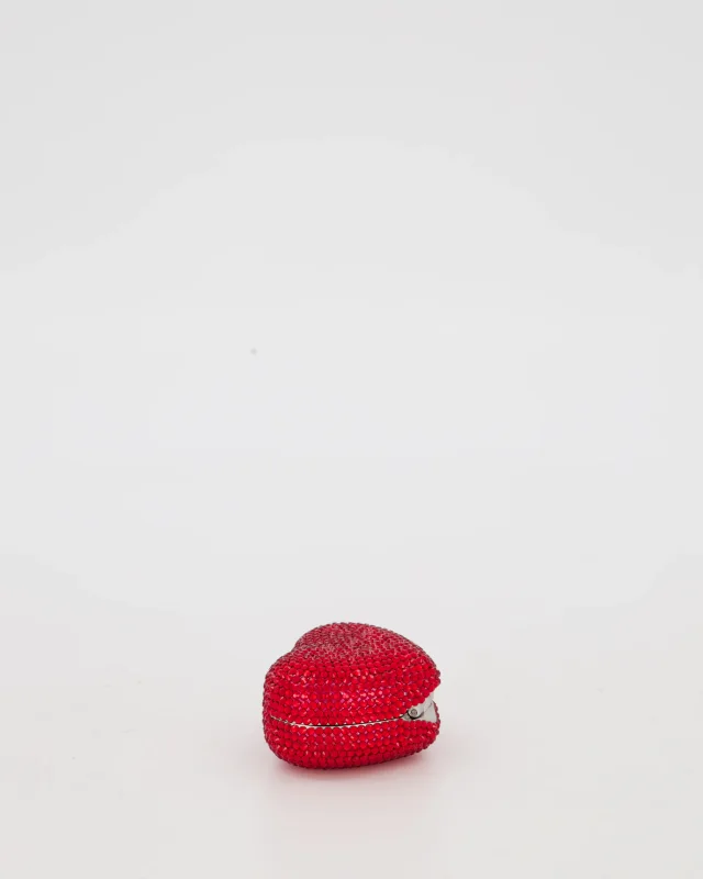 Judith Leiber Red Mini Heart Diamante Pill Box in Red from Sellier, photo 6 of 8