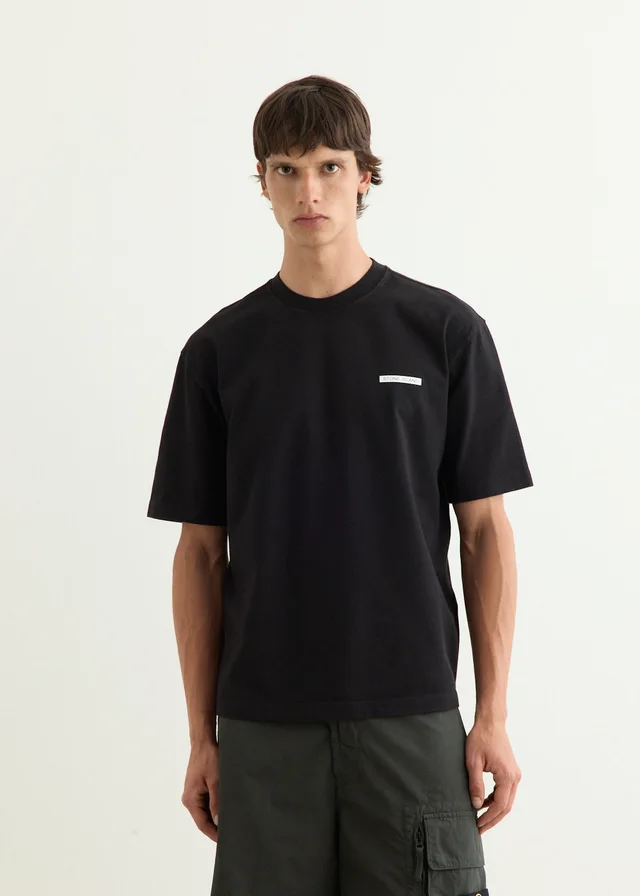 Stone Island Heavy Cotton Jersey Lettering T-Shirt in Black from Incu, photo 1 of 1