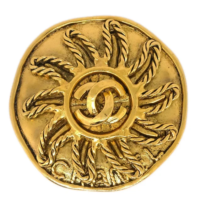 Chanel Medallion Sun Brooch Pin Gold 94A in Gold from AMORE Vintage Tokyo