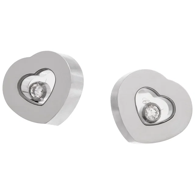 Chopard Happy Sport Heart earrings in White White Gold from Gray And Sons