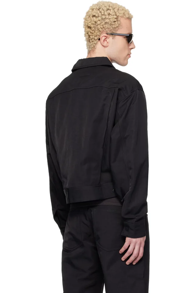 Fear of God ESSENTIALS Black Textured Nylon Trucker Jacket, photo 3 of 4 from SSENSE