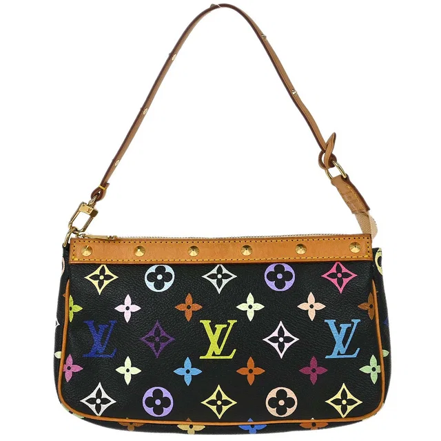 Louis Vuitton Black Multicolor Pochette Accessoires M92648 in Black Canvas from AMORE Vintage Tokyo