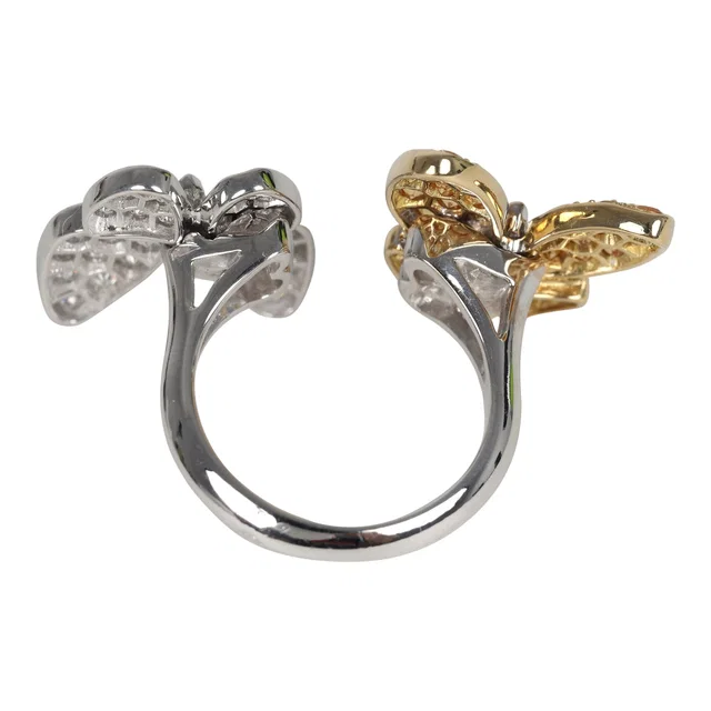 Van Cleef & Arpels Between The Finger "Two Butterfly" Ring Yellow Sapphire & Diamonds 18K White Gold in White from Madison Avenue Couture
