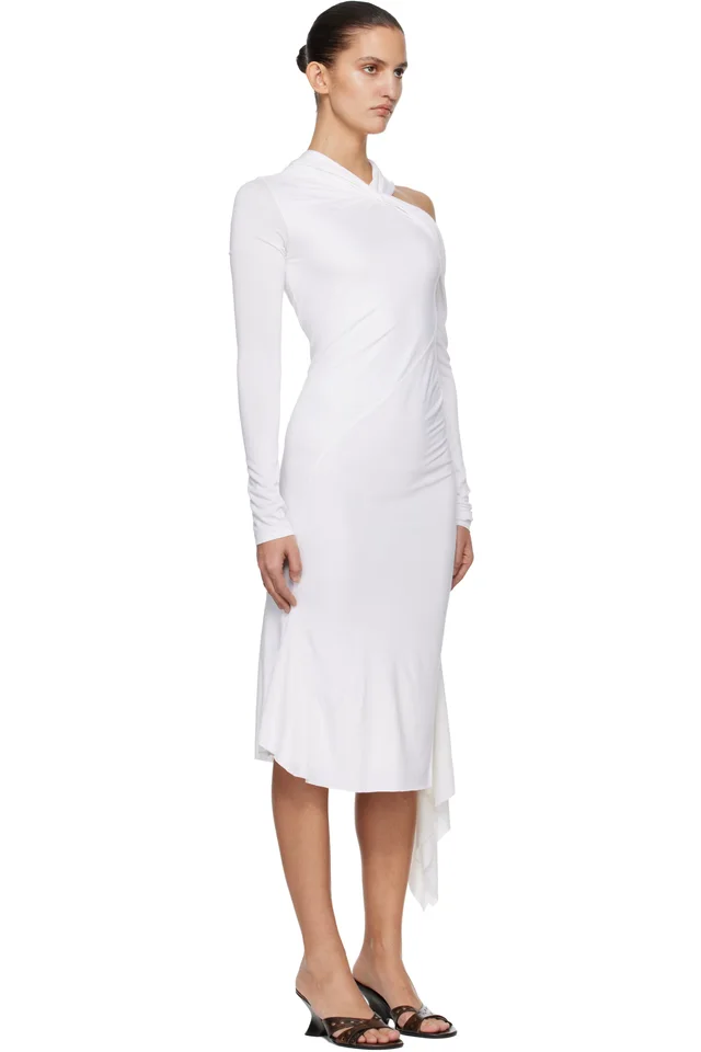 AARON ESH White Jersey Twist Strap Midi Dress, photo 2 of 4 from SSENSE