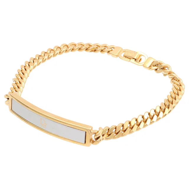 Dior Logo Plate Bracelet Gold in Gold from VINTAGE QOO TOKYO