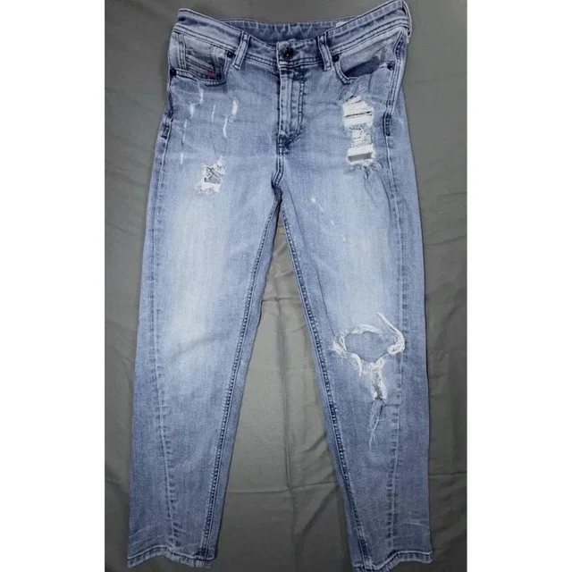 Diesel Reen-Seam Jeans Womens 26 Light Blue Distressed Straight Crop Stretch in blue from Poshmark