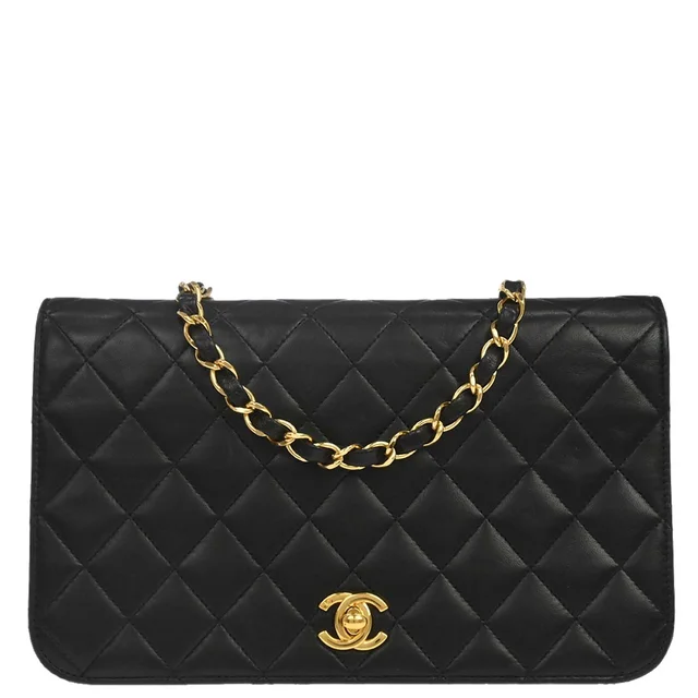 Chanel 2000-2001 Black Lambskin Turnlock Small Full Flap Shoulder Bag in Black Lambskin from AMORE Vintage Tokyo