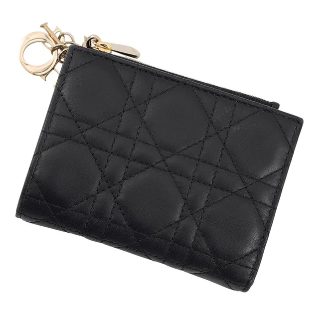 Lady Dior Dahlia Wallet BlackS6037ONMJ_M900 Leather in Leather from GALLERY RARE