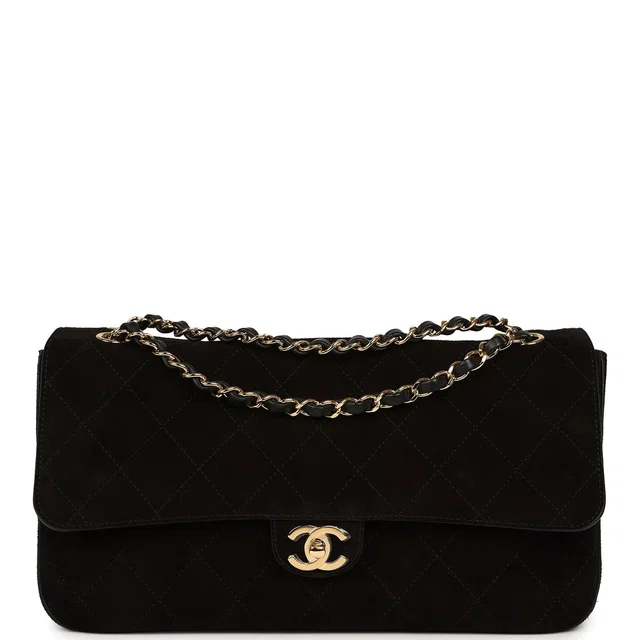 Chanel Maxi "Souplissimo" Small Flap Bag Black Suede Gold Hardware in Black Suede from Madison Avenue Couture