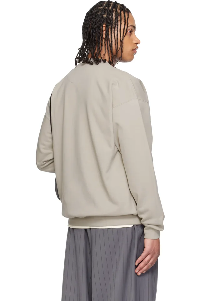 Y-3 Taupe Brushed Terry Crew Sweatshirt, photo 3 of 4 from SSENSE