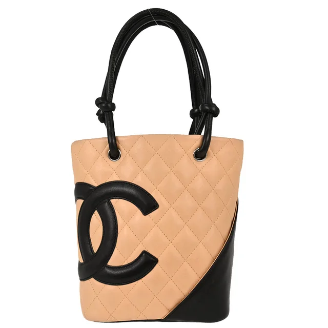 Chanel 2004-2005 Beige Calfskin Cambon Ligne Tote Handbag in Beige Calfskin from AMORE Vintage Tokyo