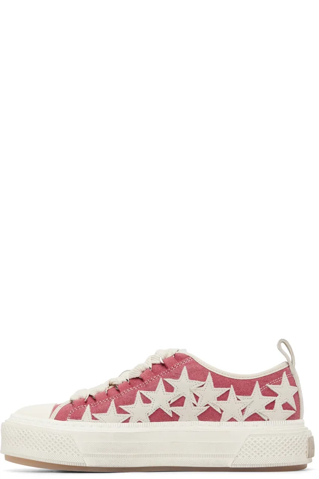 AMIRI Red Distressed Stars Court Low Sneakers, photo 3 of 5 from SSENSE