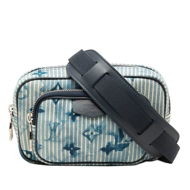 Blue Louis Vuitton Monogram Denim Watercolor Hickory Stripes Outdoor Pouch Crossbody Bag in Blue Denim from Designer Revival